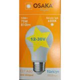 Mikasso 12-30 Volt Arası ile Çalışır 10W 6500K Beyaz Işık LED Gemici Ampulü E27 Duylu A60 810 Lümen E Enerji