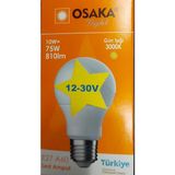 Mikasso 12-30 Volt Arası ile Çalışır 10W LED Gemici Ampulü 3000 Kelvin Gün Işığı (Sarı) E27 Duylu A60 810LM