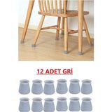 Mikasso 12 Ad GRİ Masa Sandalye Mobilya Ayağı Koruyucu Silikon Kılıf -Gürültü Emici Parke Koruyucu Silikon G