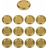 Mikasso 12 Adet Gold Kavanoz Kapağı – 38 mm (250 ml Kavanozlara Uyumlu) Metal Altın