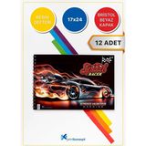 Mikasso 12 Adet, Resim Defteri, Karton Kapak Resim Defteri, 15 Yaprak, Küçük Resim Defteri, Ölçü: 17X24 Kart - Çok Renkli