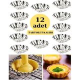 Mikasso 12 Adet Tartolet Kalıbı Kek Kurabiye Tart Kalıbı Çelik Gri