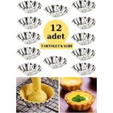 Mikasso 12 Adet Tartolet Kalıbı Kek Kurabiye Tart Kalıbı Paslanmaz Çelik Metalik