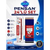 Mikasso 12 Li Kırmızı Kopya Kalemi ve 12 Li Mercanlı Kırşun Kalem Seti Çok Renkli 24'lü