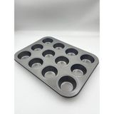 Mikasso 12’ Li Muffin Kek Kalıbı Alüminyum Siyah