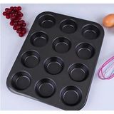 Mikasso 12 Li Muffin Kek Kalıbı Çelik Siyah