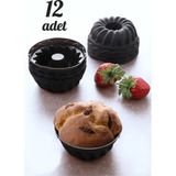 Mikasso 12 Li Yıkanabilir Mini Kek Muffin Pişirme Kalıbı, Silikon Muffin, Cupcake Kalıbı Karma Renk Silikon