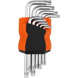 Mikasso 120 mm Torx Alyan Takımı 9 Parça T10-T50 Yıldız Anahtar Seti - Çok Renkli