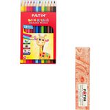 Mikasso 12'li Kuru Boya Kalemi + Fatih 12'li Kırmızı Kurşun Kalem / 24 Parça Set Çok Renkli