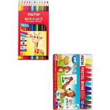 Mikasso 12'li Kuru Boya Kalemi + Fatih 12'li Pastel Boya / 24 Parça Set Çok Renkli