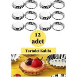Mikasso 12’li Tartolet Kek Kurabiye Kalıbı Büyük Boy Metal Kek Kalıbı Paslanmaz Çelik Metalik