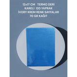 Mikasso 12X17 cm Termo Deri Kareli 120 Yaprak Ivory Krem Renk Sayfalar 70 gr Kağıt Vegan Deri Düz Kareli 120 - Çok Renkli