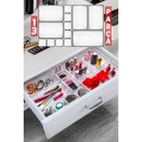 Mikasso 13 Parça Çekmece Içi Düzenleyici, Organizer Set Plastik 17 x 12 Beyaz Tr
