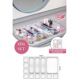Mikasso 13'lü Dolap Içi Çekmece Düzenleyici - Mutfak Çekmece Içi Kaşıklık Organizer Plastik 45 x 35 Beyaz Tr