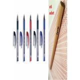 Mikasso 1425 Tükenmez Kalem 2 Siyah 2 Mavi 1 Kırmızı Tk & Faber-Castell Natural Ösym Kurşun Kalemi 6"lı 2,5b - Çok Renkli