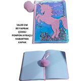 Mikasso 14X20 cm Hatıra Günlük Not Defteri Çizgili 80 Yaprak Kabartmali Kapak Ponpon Ayraç Sert Düz Çizgili - Çok Renkli
