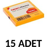 Mikasso 15 Adet Postit 75MM X75MM Yapışkanlı Kağıt 80 Yaprak Turuncu Yapışkanlı Not Kağıdı - Çok Renkli