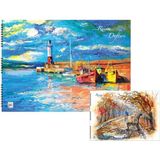 Mikasso 15 Yaprak Spiralli Resim Defteri 25X35 cm Asorti Kapak Renkleri Karton Spiralli Çizgisiz Büyük Boy M - Çok Renkli