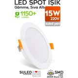 Mikasso 15W Spot LED Lamba Gömme Spot Işık 1350LM Beyaz Işık Tasarruflu Tavan Dolap Ev & Iş Yeri
