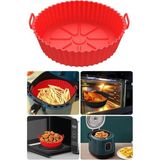 Mikasso 16 cm Silikonu Yuvarlak Air Fray Pişirme Kabı Airfryer Hava Fritözü Kabı Silikon Kahverengi