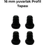 Mikasso 16 mm Iç Yuvarlak Tapa Sehpa Sandalye Masa Içe Geçme Profil Boru Tapası (Kelebek) (4 Adet) Siyah