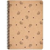 Mikasso 16X22 cm Çizgisiz Defter Beyaz Sayfa Kraft Kapak 80 Sayfa Karton Spiralli Çizgisiz Orta Boy Bej Not - Çok Renkli