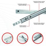 Mikasso 17 mm 27CM Gömme Ince Teleskopik Bilyeli Dolap Çekmece Rayı Gri