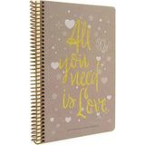 Mikasso 17X24 Love Book Kareli Spiralli Sert Kapaklı Defter Sert Spiralli Kareli Kahverengi - Çok Renkli