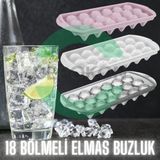 Mikasso 18 Bölmeli Elmas Şekil Buz Kalıbı Kapaklı Pratik Buzluk Belirtilmemiş Renkli