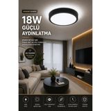 Mikasso 18W LED Panel Avize Yuvarlak Siyah 6500K Beyaz Işık Tavana Sıfır Modern Salon Antre Aydınlatma 22 cm - Çok Renkli