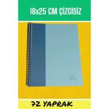 Mikasso 18X25 cm Çizgisiz 72 Yaprak Telli Karton Kapak Defter 60 gr Beyaz Sayfa Karton Spiralli Çizgisiz 72 - Çok Renkli