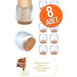 Mikasso 2.5 cm ve 3.2 cm Arası Silikon Masa Sandalye Pabuç Koltuk Sandalye Kaydırmaz Zemin Koruyucu 8 Adet B