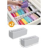 Mikasso 2 Adet 11 Gözlü Çekmece Içi Akordiyon Organizer-11*41*12 cm Small Kumaş Beyaz