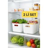 Mikasso 2 Adet 3.5 Lt Dolap Içi Buzdolabı Düzenleyici Banyo Mutfak Organizeri Beyaz Plastik 25 x 25 Tr