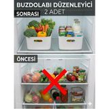 Mikasso 2 Adet 4 Lt Dolap Içi, Buzdolabı Düzenleyici, Banyo, Mutfak Organizeri Sepet Beyaz 24CM16CM11CM Plas