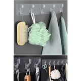 Mikasso 2 Adet 5 Kancalı Şeffaf Mutfak Banyo Askılığı Güçlü Yapışkanlı Askılık Set 5'li Tek Kapı Duvar Askı