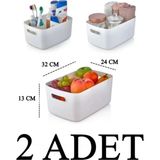 Mikasso 2 Adet 9.5 Lt Dolap Içi, Buzdolabı Düzenleyici, Banyo Organizer Sepet Plastik Beyaz - Çok Renkli