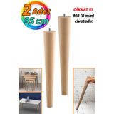 Mikasso 2 Adet Ahşap Ayak 35 Cm Masa Zigon Sehpa TV Ünitesi Puf Tabure Ayağı Ayakları Konik M8 Civatalı Bej