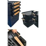 Mikasso 2 Adet Ahşap Renk Plastik Saplı Organizer Sepet Düzenleyici (Siyah) Plastik Siyah 30 x 30