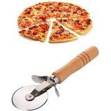 Mikasso (2 Adet) Ahşap Saplı Çelik Bıçaklı Lüx Pizza Kesici Çelik