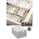 Mikasso 2 Adet Akordiyon Çekmece ve Dolap Içi Düzenleyici Organizeri Large Kumaş 100 x 100 Gri