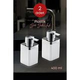 Mikasso 2 Adet Akrilik Sıvı Sabunluk Mutfak Banyo Sabunluk Seti-Beyaz- 400 ml Cam Değildir Akrilik Beyaz - Çok Renkli