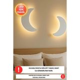 Mikasso 2 Adet Ay Gece Işıklı Ay Lambası Bebek Çocuk Odası Duvar Dekorasyonu Aydınlatma Ahşap Lamba Ahşap Be - Çok Renkli