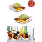 Mikasso 2 Adet Buzdolabı Düzenleyici, Çok Amaçlı Dolap Içi Organizer Sepet Geniş 2’li Set Plastik 25 x 25 Be