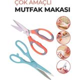 Mikasso 2 Adet Çok Amaçlı Paslanmaz Çelik Et, Tavuk, Börek Doğrama Makası, Mutfak Makası Çelik