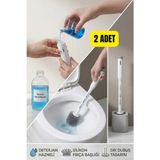 Mikasso 2 Adet Deterjan Hazneli Klozet Temizleme Fırçası, , Silikon Uçlu Tuvalet Fırçası Seti Plastik Siyah - Çok Renkli