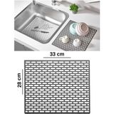 Mikasso 2 Adet Dikdörtgen Silikon Ayarlanabilir Kaydırmaz Lavabo Üst ve Iç Matı 33X28 Antrasit M-115 Silikon