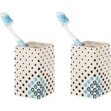 Mikasso 2 Adet Diş Fırçalık Puanlı Poliresin 6X6X10CM Banyo Seti Poliresin Çok Renkli