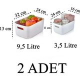 Mikasso 2 Adet Dolap Içi, Buzdolabı Düzenleyici, Banyo Organizer Sepet (1 Adet 3.5 - 1 Adet 9,5 Lt) Plastik - Çok Renkli
