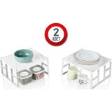 Mikasso 2 Adet Dolap Içi Raf Tabak Bardak Düzenleyici Metal Raf Metal 20 x 20 Beyaz Tr